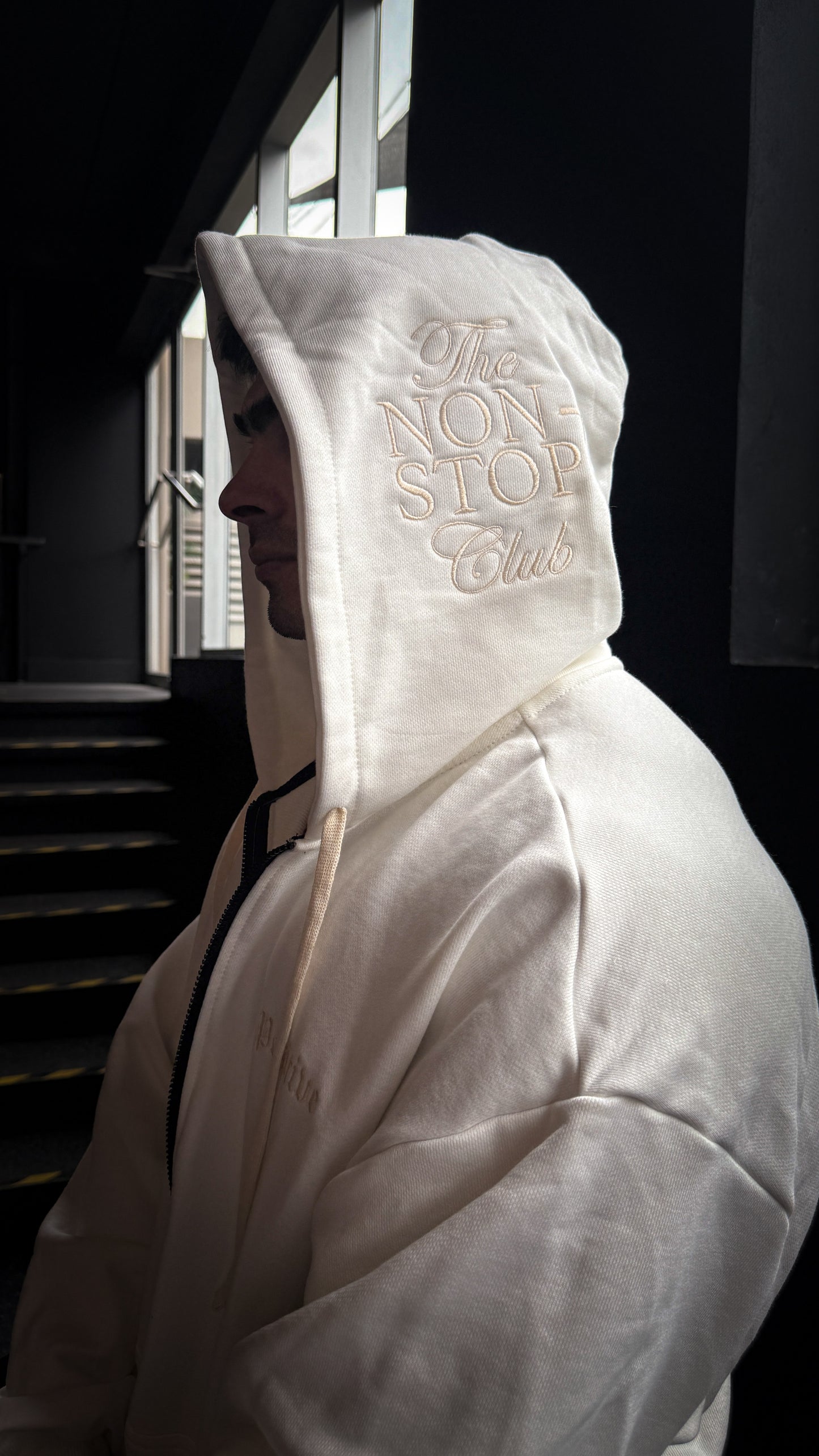 HOODIE FULL ZIP NONSTOP CLUB CREMA