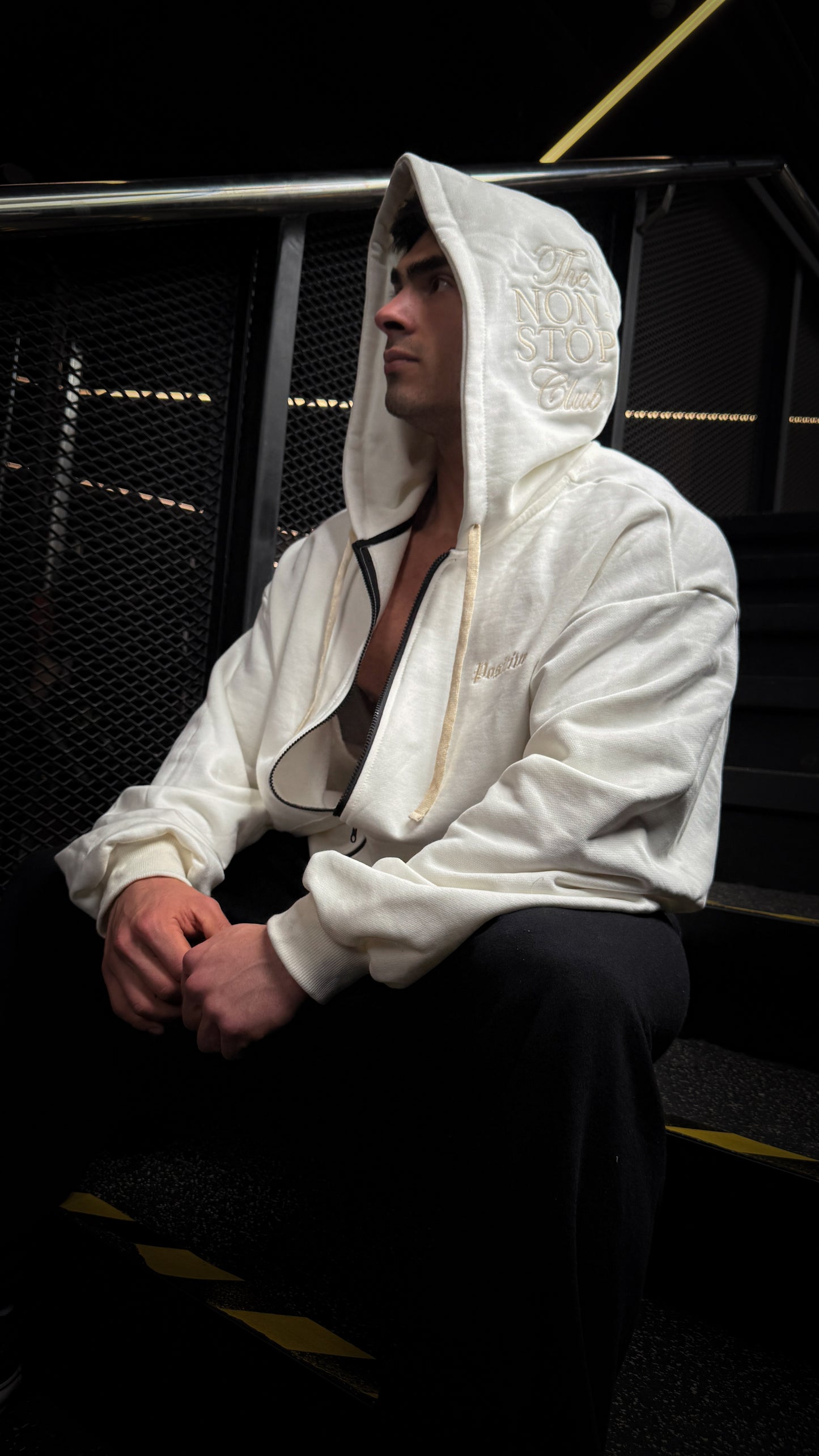 HOODIE FULL ZIP NONSTOP CLUB CREMA