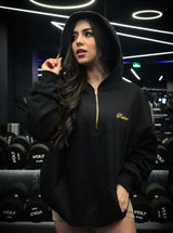 HOODIE HALF ZIP NEGRO